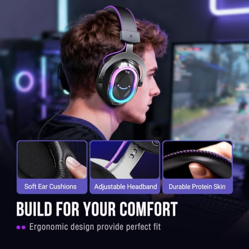 FIFINE H13BP Wired USB Gaming Headset for PC, PS4/5, Mac, Game/Chat Balance - color: Black and Purple
