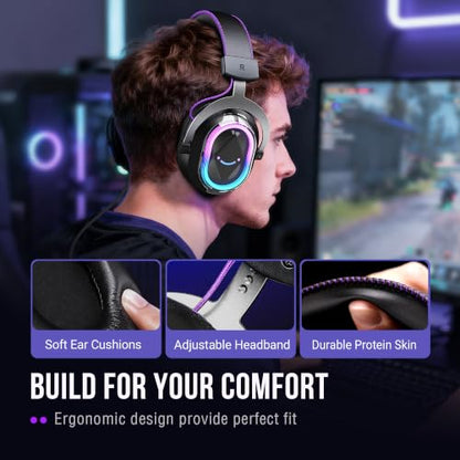 FIFINE H13BP Wired USB Gaming Headset for PC, PS4/5, Mac, Game/Chat Balance - color: Black and Purple