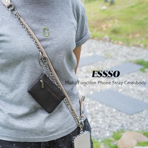 Clip and Go Strap for Phone with Wallet Crossbody, Bling Crystal Phone Strap Crossbody for Hands-Free Style - color: Beige Apricot