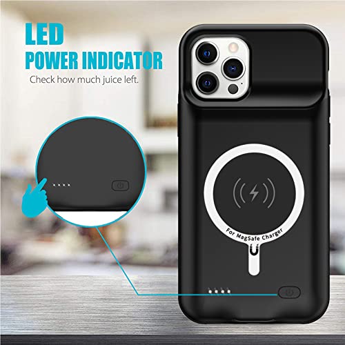 Battery Case for iPhone 12/12 Pro, 10000mAh High Capacity Rechargeable Portable Charger Case Extended Battery Pack Compatible with iPhone 12/12 Pro (6.1 inch) Wireless Charging Case with Carplay-Black - size: iPhone 12/12 Pro (6.1 inch)