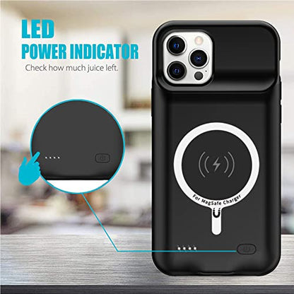 Battery Case for iPhone 12/12 Pro, 10000mAh High Capacity Rechargeable Portable Charger Case Extended Battery Pack Compatible with iPhone 12/12 Pro (6.1 inch) Wireless Charging Case with Carplay-Black - size: iPhone 12/12 Pro (6.1 inch)