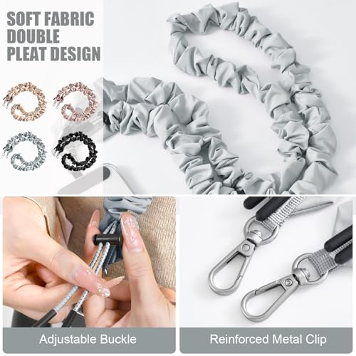 Phone Lanyard Scrunchie Long Strap - Stylish and Comfortable Adjustable Camera, Phone, and Accessory Strap (Gray)