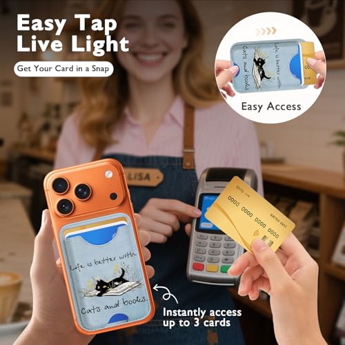 Compatible with Magsafe Wallet Magnetic Card Holder - Blue Cat Phone Wallets for Women Teen Girls Cute for iPhone 17/16/15/14/13/12 Series Slim for Apple Mag RFID Magnet,Fit 3 Cards - color: Blue Cat