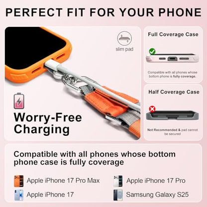 Phone Lanyard Crossbody, Adjustable Ergonomic Shoulder Phone Strap - color: Grey
