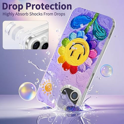 Compatible with iPhone 11 Case,with [Soft Slim][Camera Protection] Cute Rainbow Flower Aesthetic Phone Cover Anti-Yellowing Shockproof Protective Cover for Women Girl-Purple - color: Purple, size: iPhone 11