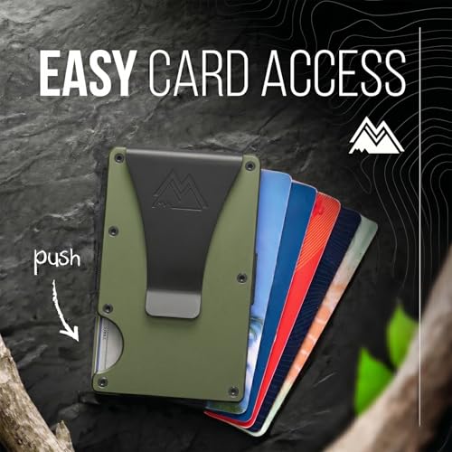 Mountain Voyage Minimalist Wallet for Men - Slim RFID Wallet, Scratch Resistant, Credit Card Holder & Money Clip, Easily Removable Money & Cards (Army Green) - color: Army Green