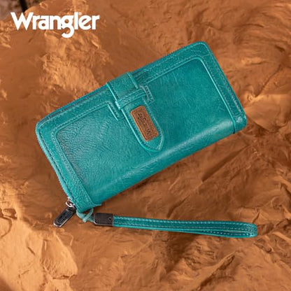 X Wrangler Women's Wallets Bifold Wristlet Wallets for Women Large Capacity Credit Card Wallet with ID Window - color: Turquoise