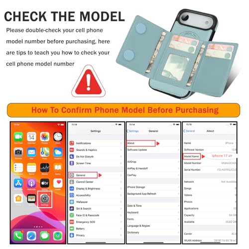 for iPhone 17 Air Wallet Case, 2-in-1 Detachable Phone Case, Card Holder RFID Blocking, Fashionable Faux Leather Card Slot & Folding Design (Blue) - color: Blue, size: iPhone 17Air