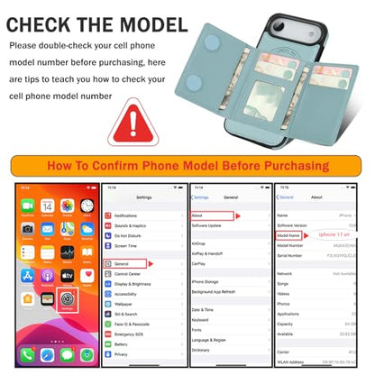 for iPhone 17 Air Wallet Case, 2-in-1 Detachable Phone Case, Card Holder RFID Blocking, Fashionable Faux Leather Card Slot & Folding Design (Blue) - color: Blue, size: iPhone 17Air