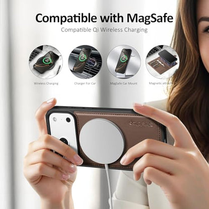 Shieldtop Compatible with MagSafe iPhone 17 Pro Max Wallet Case,Coffee | 2 in 1 Detachable Magnetic,Credit Card Holder Slots,RFID Blocking,PU Leather,Kickstand,Flip Folio Phone Cover for Men & Women - color: Coffee, size: KFT-iP 17 Pro Max - 6.9"