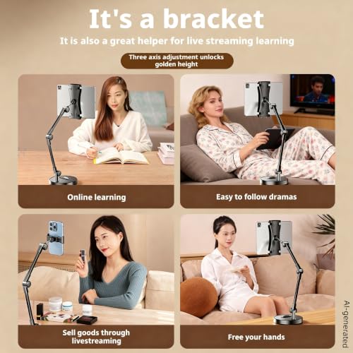 Rotatable Dual Phone Stand, Carbon Steel Weighted Base - size: Tablet