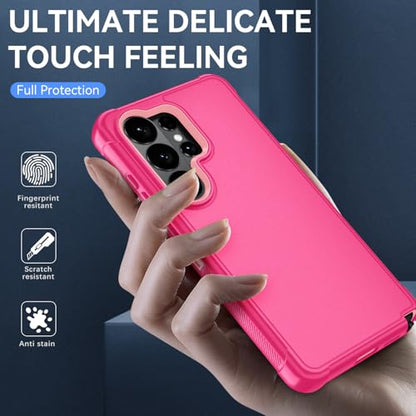Compatible with Samsung Galaxy S26 Ultra Case with HD Screen Protector, 3-Layer Shockproof Military Grade Full Body Protection, Heavy Duty Hybrid Protective Phone Cover (Pink/Rose Gold) - color: Pink/Rose Gold
