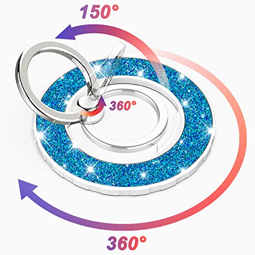 Magnetic Phone Ring Holder for magsafe, Glitter Magnetic Grip Compatible with iPhone 17 16 15 14 13 12 Pro max,Pro,Plus,Mini Mag Safe Pixel 10 Series Accessories,Adjustable Kickstand,Teal - color: Teal