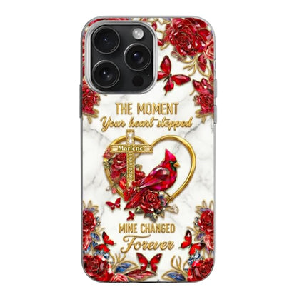 The Moment My Heart Changed Forever - Personalized Clear Silicone Phone Case Custom Photo Picture Protective Cover Smartphone Accessory Meaningful Present for Mom Dad