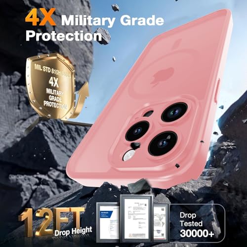 Magnetic Case for iPhone 13 Pro 6.1-Inch, [Compatible with Magsafe][Full Camera Protection] Ultra Slim Translucent Matte Shockproof Protection Phone Cover-Pink - color: Pink, size: iPhone 13 Pro