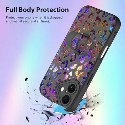 KANGHAR Compatible with iPhone 16 Case Leopard Cheetah Pattern -Black - color: Black-Leopard(Iridescent), size: iPhone 16
