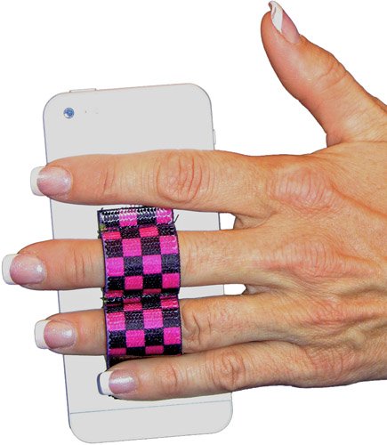 LAZY-HANDS 2-Loop Phone Grip - XL - Black & Pink Checkers - color: Black & Pink Checkers - XL
