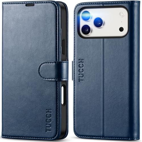 TUCCH Case Wallet for iPhone 17 Pro Max, RFID Blocking Folio, Dark Blue | 4 Card Holders, Kickstand, PU Leather, Magnetic Closure, Shockproof TPU Shell, Protective Flip Cover - color: Dark Blue