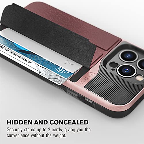 VENA Wallet Case Compatible with Apple iPhone 13 Pro Max (6.7"-inch), vCommute (Military Grade Drop Protection) Flip Leather Cover Card Slot Holder with Kickstand (Rose Gold) - color: Red, size: iPhone 13 Pro Max