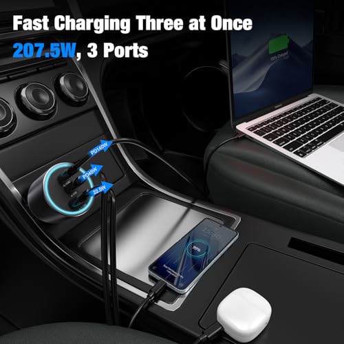 140W USB C Car Charger Super Fast Charging for iPhone Duo/18 Pro Max/Laptop