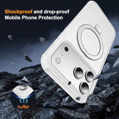 SKYLMW Compatible with iPhone 17 Pro Case with Stand,Translucent | iPhone 17 Pro Phone Case 6.3",Magnetic Ring Stand,Compatible with MagSafe,Military-Grade Protection,Great Grip Feeling - color: Translucent, size: Iphone 17 Pro
