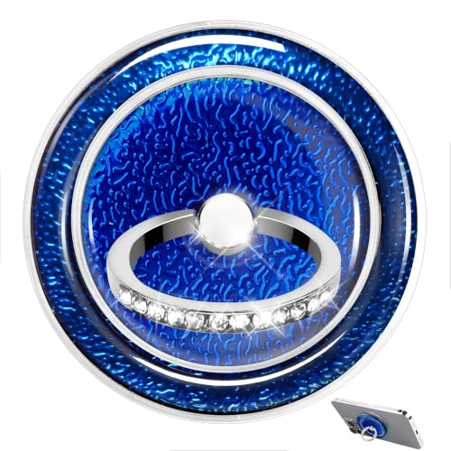 Blue Sparkly Magnetic Ring Grip for MagSafe, Bling Phone Stand - color: Blue