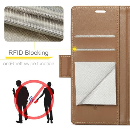 Wallet Case for Google Pixel 10/Google Pixel 10 Pro, Magnetic Flip Case with RFID Blocking Card Holder Kickstand for Women Men, Shockproof Durable Protective Phone Cover (Brown) - color: Brown
