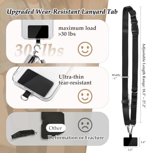 Multifunctional Phone Lanyard Adjustable Anti-Theft Crossbody Phone Strap - color: Black