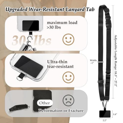 Multifunctional Phone Lanyard Adjustable Anti-Theft Crossbody Phone Strap - color: Black
