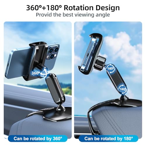 Universal 360 Dashboard Cell Phone Holder, Clip Car Phone Holder Mount