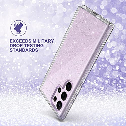 ULAK Compatible with Samsung Galaxy S23 Ultra 5G Case, Heavy Duty Shockproof Hybrid Soft TPU Bumper Drop Protection Transparent Phone Case for Galaxy S23 Ultra 5G 6.8 inch - Clear Glitter - color: Glitter