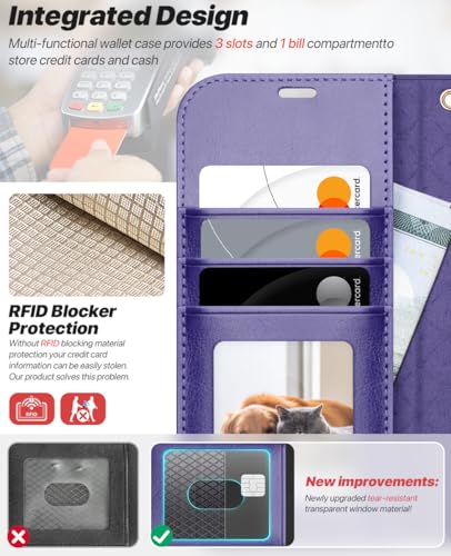 OCASE for iPhone 17 Pro Detachable Wallet Case with Card Holder, 2 in 1 PU Leather Flip Folio with RFID Blocking Stand Wrist Strap Shockproof Phone Cover 6.3 Inch 2025, Purple - color: Purple, size: iPhone 17 Pro