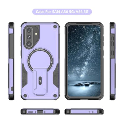 for Galaxy A37/A36-5G Case Military-Grade Dropproof Phone/Invisible Kickstand with MagSafe/HD Screen Protector, Protective Magnetic Phone Cover for Samsung Galaxy A37 4G/5G&A36 5G (Purple) - color: Purple