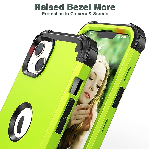 IDweel for iPhone 15 Case with Screen Protector,Luxury 3 in 1 Shockproof Slim Fit Hybrid Heavy Duty Protection Glitter Hard PC Cover Soft Silicone Bumper Full Body Case,Green - color: Green