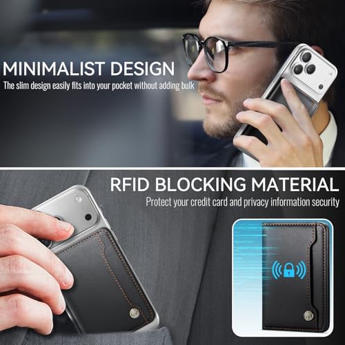 Vinich for MagSafe Wallet Magnetic RFID Blocking Card Holder, Black - color: Black