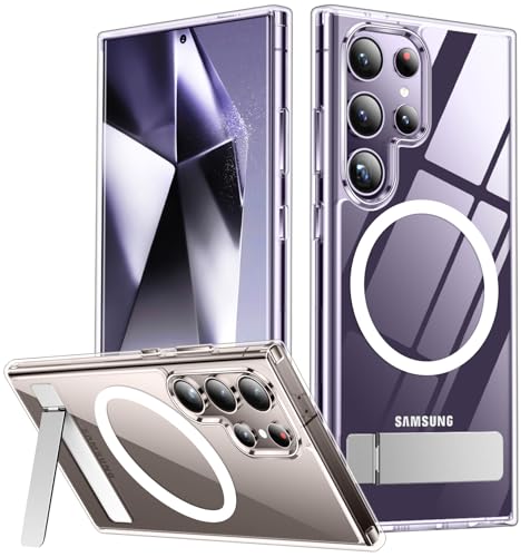 SPIDERCASE Magnetic for Samsung Galaxy S24 Ultra Case, [3 Stand Ways][ Military Grade Drop Protection] with Invisible Stand Shockproof Slim Case for S24 Ultra 5G,Clear - color: Clear, size: S24 Ultra