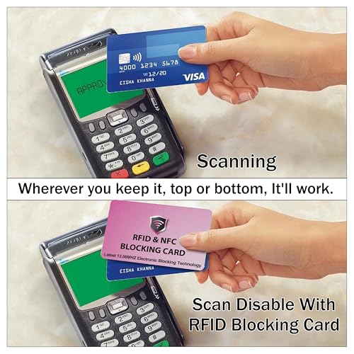 SaiTech IT 5 Pack RFID Blocking Card for Credit Debit ID Card, Pink | Slim Anti-Theft Contactless NFC RFID Blocker Protector, Easily Fit into Wallet and Purse, for Men & Women - color: Pink