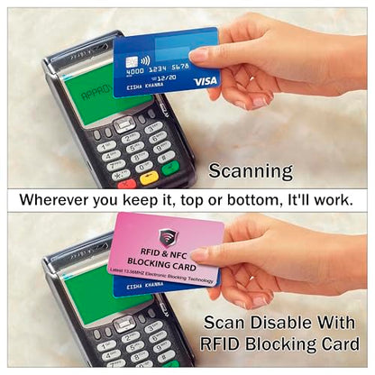 SaiTech IT 5 Pack RFID Blocking Card for Credit Debit ID Card, Pink | Slim Anti-Theft Contactless NFC RFID Blocker Protector, Easily Fit into Wallet and Purse, for Men & Women - color: Pink