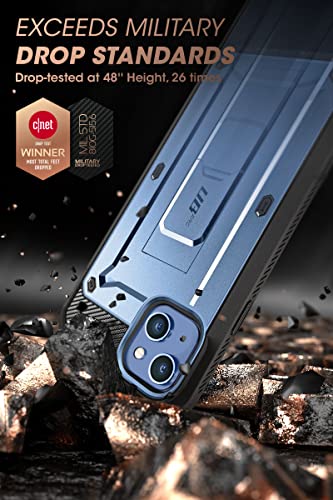 SUPCASE for iPhone 14 Case with Stand & Belt-Clip (Unicorn Beetle Pro), [Built-in Screen Protector] [Military-Grade Drop Protection] Heavy Duty Rugged Phone Case for iPhone 14 / iPhone 13, Blue | Built-in Kickstand, 360° Rotating Belt Clip, Full-Body Rugg