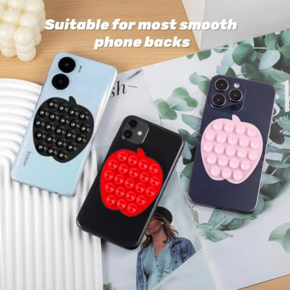 CIEO SuctionPhone Grip, Strong Silicone Suction,Strawberry Sticky Grip,Suitable for Selfies and Videos on Mirrors, Bathrooms and Smooth Surfaces, Compatible with iPhone (Apple Black) - color: Apple Black