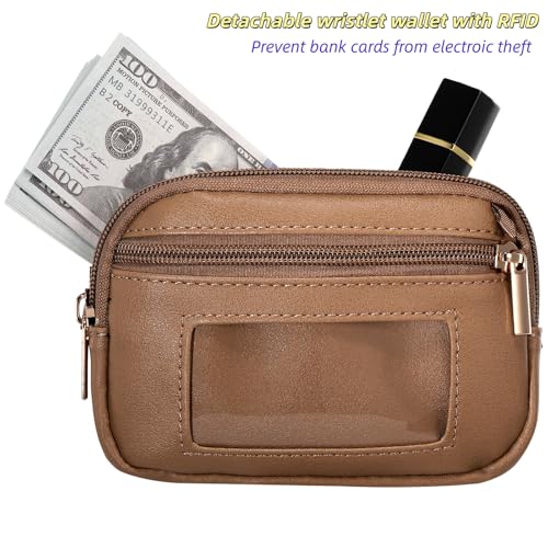 Clip and Go strap for phone with Leather Wallet crossbody phone - color: Khaki