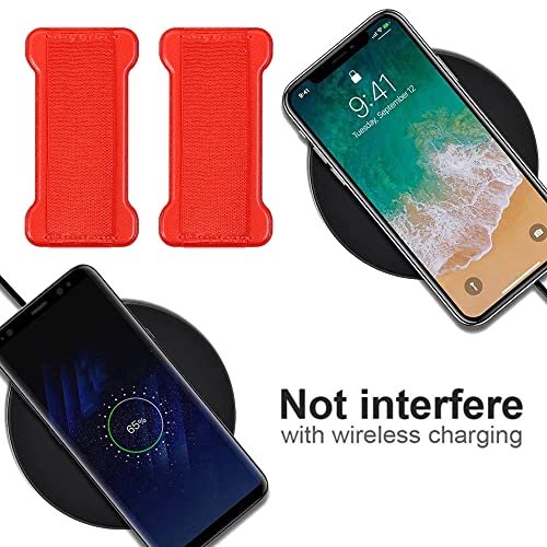 Phone Grip Holder for Hand, Universal Finger Strap Phone Holder, Finger Selfie Grip Compatible with Most Smartphones (Red) - 2Pack - color: Red