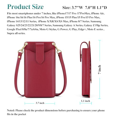 Peacocktion Small Crossbody Cell Phone Purse for Women, Lightweight Mini Small Crossbody Bags for Women with Card Slots - color: 26-burgundy