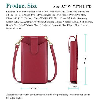 Peacocktion Small Crossbody Cell Phone Purse for Women, Lightweight Mini Small Crossbody Bags for Women with Card Slots - color: 26-burgundy