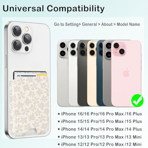 for MagSafe Wallet,Magnetic Card Holder for Phone Case - color: Natural Flower