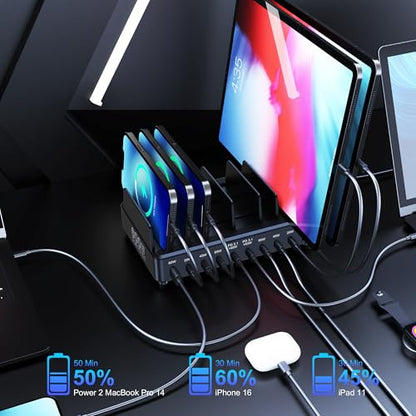 600W USB C Charging Station with Charging Stand (Black)