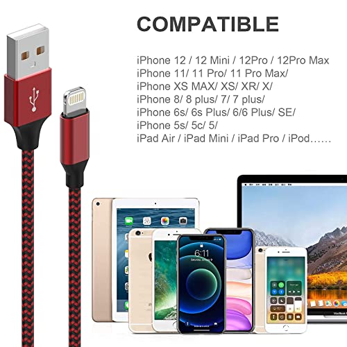 Apple MFi Certified 6Pack 3/3/6/6/6/10 FT iPhone Charger Lightning Cable