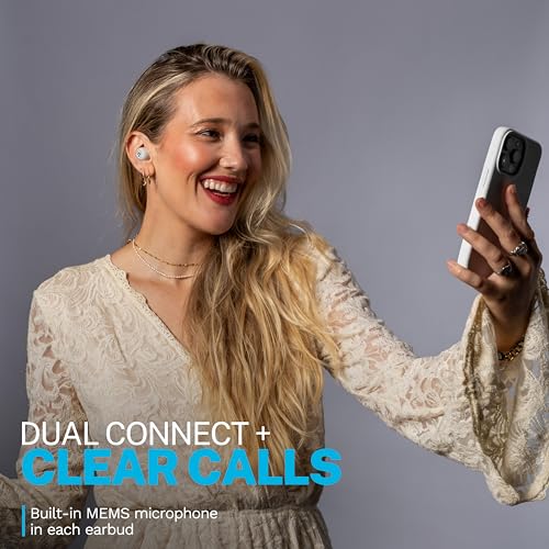 JLab Go Pop ANC True Wireless Earbuds with Dual Connect, White - color: White