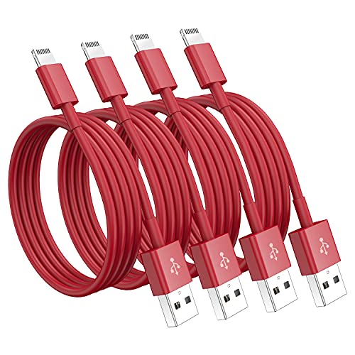 4 Pack [Apple MFi Certified] Apple Charging Cables 6ft, iPhone Chargers, Lightning Fast iPhone Charging Cord for iPhone 12/11/11Pro/11Max/ X/XS/XR/XS Max/8/7, ipad(White) (4pack(6ft), Red, 4) - color: Red, size: 4pack(6ft)