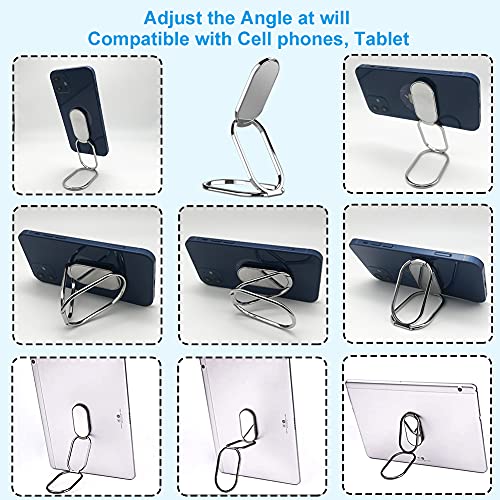 Cell Phone Ring Holder Finger Kickstand, CLZWiiN Foldable 360° Rotation Cellphone Stand for Desk, Office Desktop, Magnetic Car Mount, Metal Multi-Angle for Phone Back Grip (Silver) - color: Silver